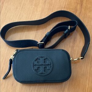 Tory Burch Mini Miller Black Leather Crossbody Bag